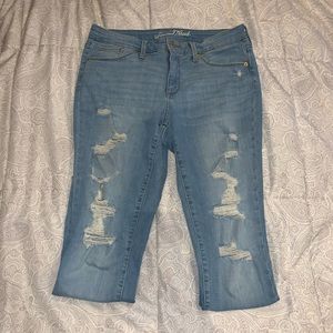 High rise distressed jeans